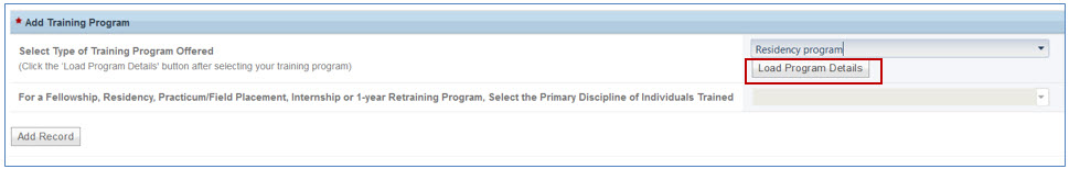 Training Program Setup - Loading Program Details