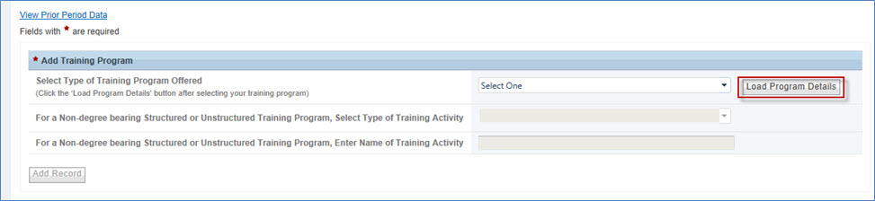 Training Program Setup - Loading Program Details