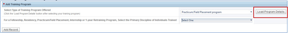 Training Program Setup - Loading Program Details
