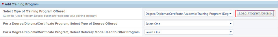 Training Program Setup - Loading Program Details