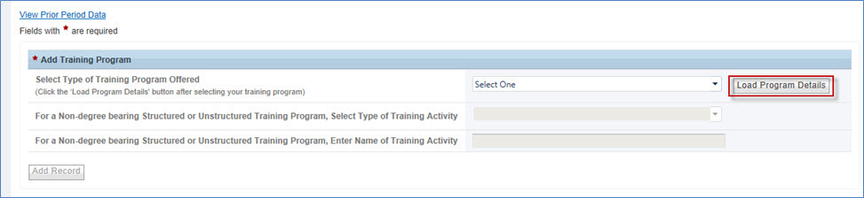 Training Program Setup - Loading Program Details