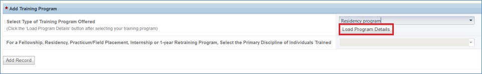 Training Program Setup - Loading Program Details