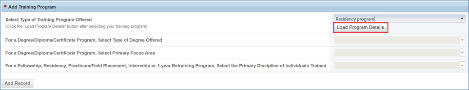 Training Program Setup - Loading Program Details