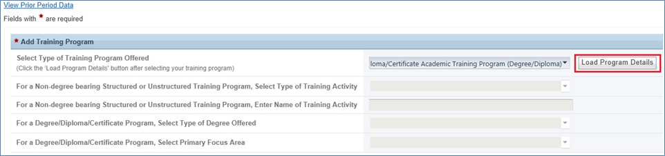 Training Program Setup - Loading Program Details